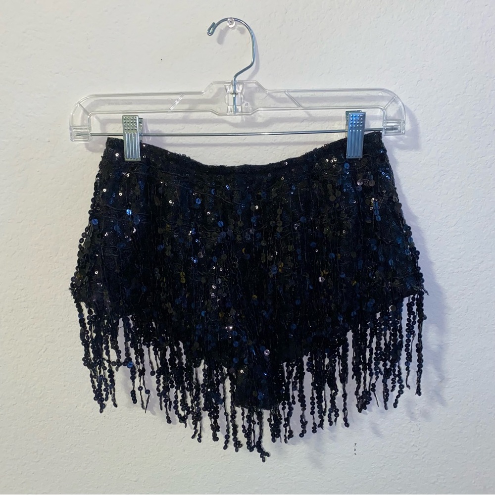 Sequin Rave Festival Black Booty Shorts